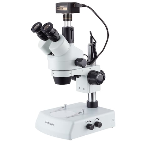 Amscope 3.5X-90X LED Trinocular Zoom Stereo Microscope, 10MP USB 3 Digital Camera SM-2TZ-LED-10M3